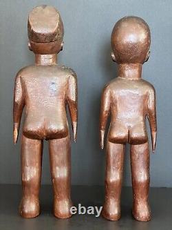 Figurines d'ancêtres (Vintage, 20ème siècle) Art populaire en bois vendues par paire
