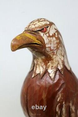 Fine Folk Art Bois Sculpté Aigle Américain Signé Par L'artiste 18 Haut