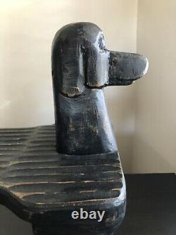 Fine Stephen Huneck Carved Post Modernism Dog Footstool Folk Art Circa 2000 Rare