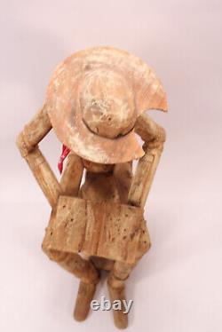 Folk Art 35 Lecture Sculptée À La Main Don Quichotte Assised Wood Tree Stump Sculpture