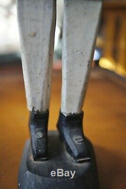 Folk Art Antique Toupie Sculpté À La Main Painted Man Whaler Signé 1919 Maine Vente