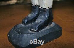Folk Art Antique Toupie Sculpté À La Main Painted Man Whaler Signé 1919 Maine Vente