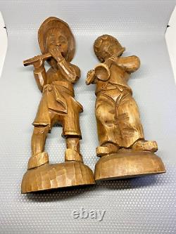 Folk Art En Bois Sculpté À La Main Garçon Européen Jouant Flûte Figurine 15 Forêt Noire