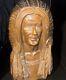 Folk Art Native American Indian Carved Wooden Buste