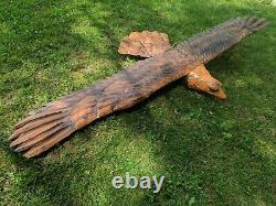 Gorgeous Life Size Huge 8 3 Wingspan Carved Wood Folk Art Soaring Flying Eagle
