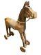 Grand Cheval En Bois Sculpté Main 25 Tall Twine Reins Saddle Hobby Cheval Folk Art
