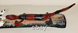 Grand Isaac Smith Art Populaire Artiste du Texas Lézards Sculptés à la Main en Bois