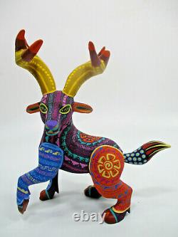 Grand Oaxacan Alebrije, Sculpture En Bois Colorée, Sculpture D’art Populaire Mexicaine Signée
