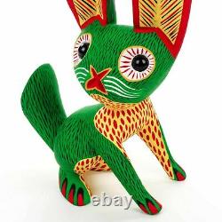 Grand Rabbit Oaxacan Alebrije Wood Carving Mexicain Art Animal Sculpture Peinture
