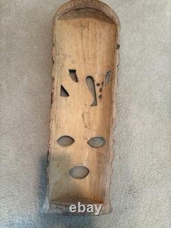 Grande paire de masques tribaux sud-africains vintage en bois sculpté à la main, 28 et 26, art populaire