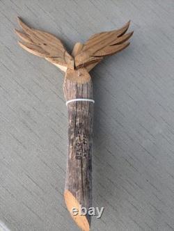 Grande sculpture murale en bois sculptée à la main Angel Folk Art signée Ben Ortega 1995 16x10