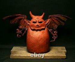 Halloween Petit Demon Wood Carving, Chainsaw Carving, Wood Art, Folk Art, Shrum