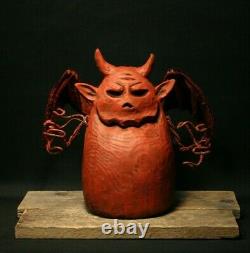 Halloween Petit Demon Wood Carving, Chainsaw Carving, Wood Art, Folk Art, Shrum