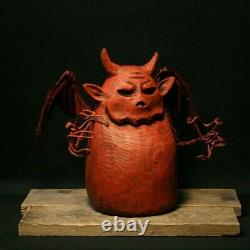 Halloween Petit Demon Wood Carving, Chainsaw Carving, Wood Art, Folk Art, Shrum