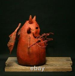 Halloween Petit Demon Wood Carving, Chainsaw Carving, Wood Art, Folk Art, Shrum