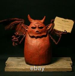 Halloween Petit Demon Wood Carving, Chainsaw Carving, Wood Art, Folk Art, Shrum