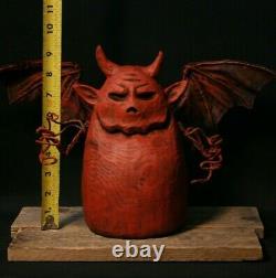 Halloween Petit Demon Wood Carving, Chainsaw Carving, Wood Art, Folk Art, Shrum