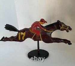 Hc Evans Wood Carnival Sculpté Racehorse Course Cheval Folk Art 1920-1940