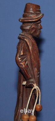 Homme Statuette En Bois Sculpté À La Main Vintage Avec Whip