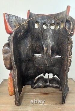 Homme barbu en bois sculpté à la main et signé, grande œuvre d'art mural steampunk nautique 19