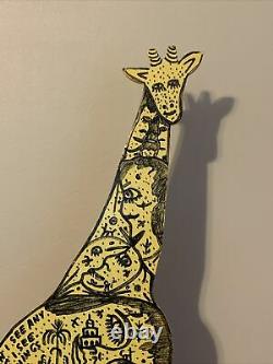 Howard Finster Giraffe Signé Et Daté Le 21 Mai 1990 14 679 Œuvres D'art Populaire Précoce