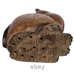 Immense sculpture en bois sculpté à la main d'art folklorique de chat siamois et ses chatons - Thaïlande - 4 pièces - 20,5 pouces