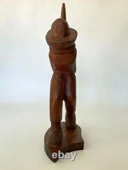 J Pinal Artiste Mexicain Sculpture sur Bois Signée RARE