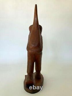 J Pinal Artiste Mexicain Sculpture sur Bois Signée RARE