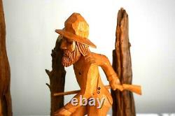 John Cowden Woodcarvers Sculpture Man Hunting Withshotgun - Dog Signed Tn Folk Art