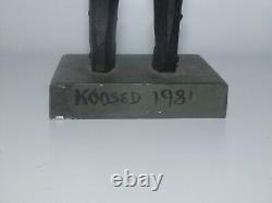 LARRY KOOSED Soldat sculpté en bois Whirligig Art populaire Signé 1981