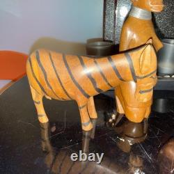 LOT RARE de 7 objets en bois sculptés à la main vintage d'art populaire en bois exotique multiculturel