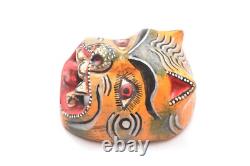 LOT de 3 MASQUES MINIATURES ANTIQUES CARVÉS EN FOLK ART MEXICAIN GUERRERO