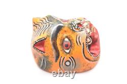 LOT de 3 MASQUES MINIATURES ANTIQUES CARVÉS EN FOLK ART MEXICAIN GUERRERO