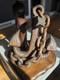 Lampe De Table Nautique En Bois Sculpté D'art Populaire Vintage énorme, Ancre De Capitaine Mcm Marin