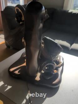 Lampe de table nautique en bois sculpté d'art populaire vintage énorme, ancre de capitaine MCM marin