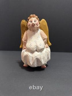 Larry Koosed Ailes d'Ange en Art Populaire Sculptées à la Main Signées 2002 Rare Collectionnable 7