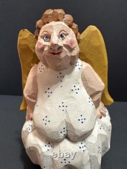 Larry Koosed Ailes d'Ange en Art Populaire Sculptées à la Main Signées 2002 Rare Collectionnable 7