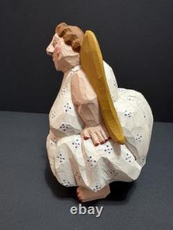 Larry Koosed Ailes d'Ange en Art Populaire Sculptées à la Main Signées 2002 Rare Collectionnable 7