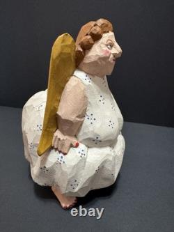 Larry Koosed Ailes d'Ange en Art Populaire Sculptées à la Main Signées 2002 Rare Collectionnable 7