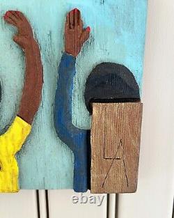Leroy Almon Art Populaire Original Diable en Pêche Relief Sculpté en Bois 1991