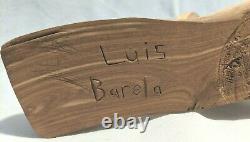 Luis Barela Folk Art Carving En Bois Mère Et Enfant 2003