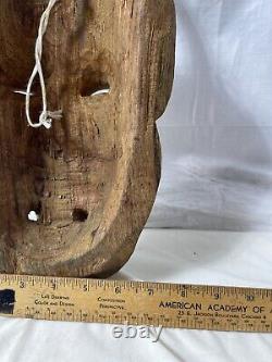 MASQUE DE DIABLE À CORNES EN BOIS PEINT MEXICAIN ART POPULAIRE CARVÉ À LA MAIN VINTAGE