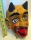 Masque En Bois SculptÉ Du Mexique Diable Vtg Cornes Langue Diablo Art Populaire