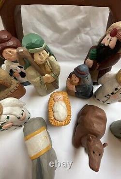 MCF Sculptures Originales Vintage Eddie Walker Crèche Sculptée à la Main Art Populaire