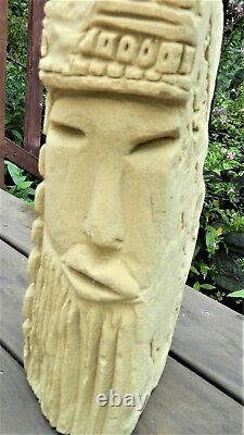 M. Imagination Chicago Afro-am. Folk Visionnaire Dreaming King Sandstone Carving