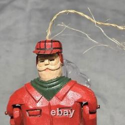 Marionnette de skieur sculptée à la main en art populaire, figure ornementale de ski de montagne