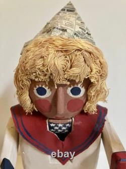 Mary Myers Casse-noisette folklorique sculpté à la main pour le 4 juillet, signé n°12, fabriqué en 2000