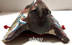 Masque Guerrero Mexicain VTG avec Visage de Chauve-Souris Art Populaire Sculpté en Bois 9Hx7W