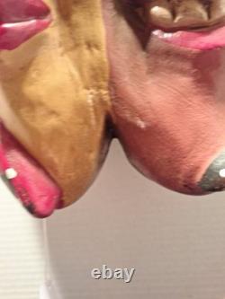 Masque Guerrero mexicain en bois sculpté à deux visages, art populaire