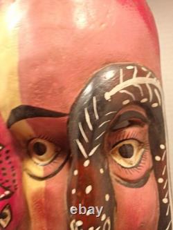 Masque Guerrero mexicain en bois sculpté à deux visages, art populaire
